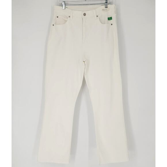 GAP Kick Fit High Rise Raw Hem Jeans Optic White 32 Tall (14T) - Picture 1 of 12